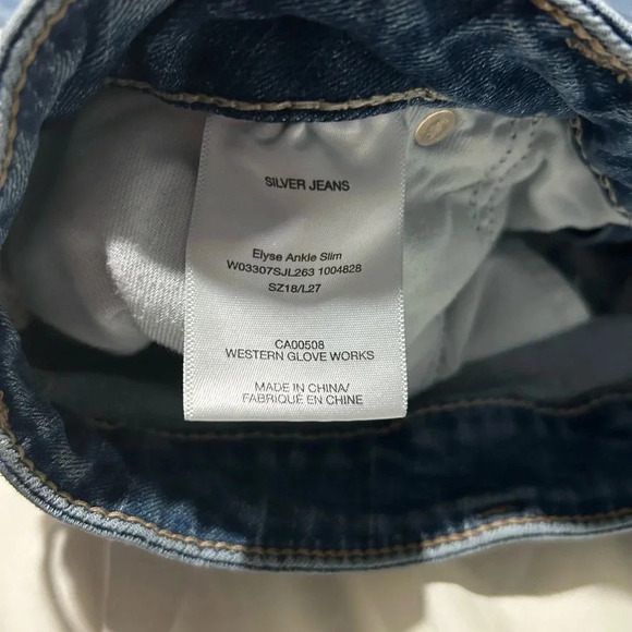 Silver jeans Elyse ankle slim plus size 18 L27 midrise distressed - Picture 4 of 4